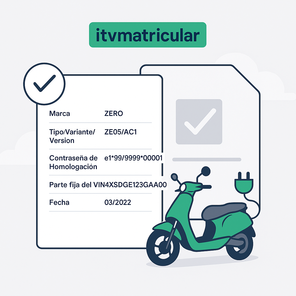 Moto eléctrica verde de fondo una ficha reducida particularizada